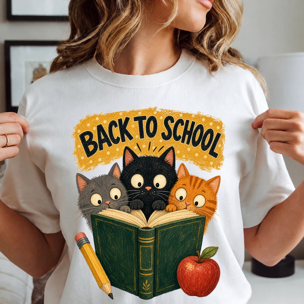Back to School Cats Shirt, Cute Cat Teacher Shirt, Kids Book Cat Tee, Reading Cat Shirt, Back to School Gift, Cute Cat Lover Shirt