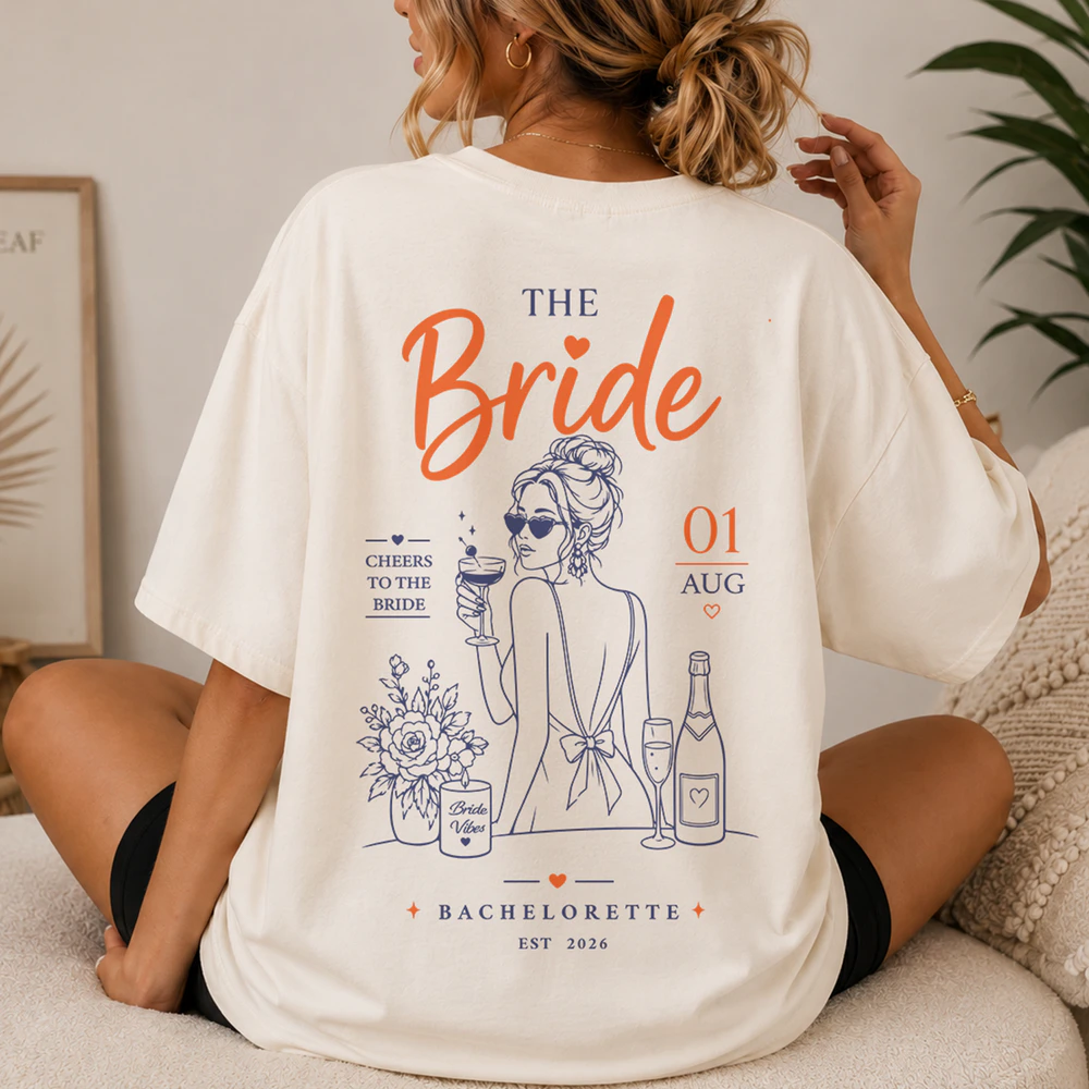 The Bride Shirt, Bachelorette Fashion Illustration Tee, Boutique Style Bridal Shirt, Bride Squad Comfort Colors Shirt