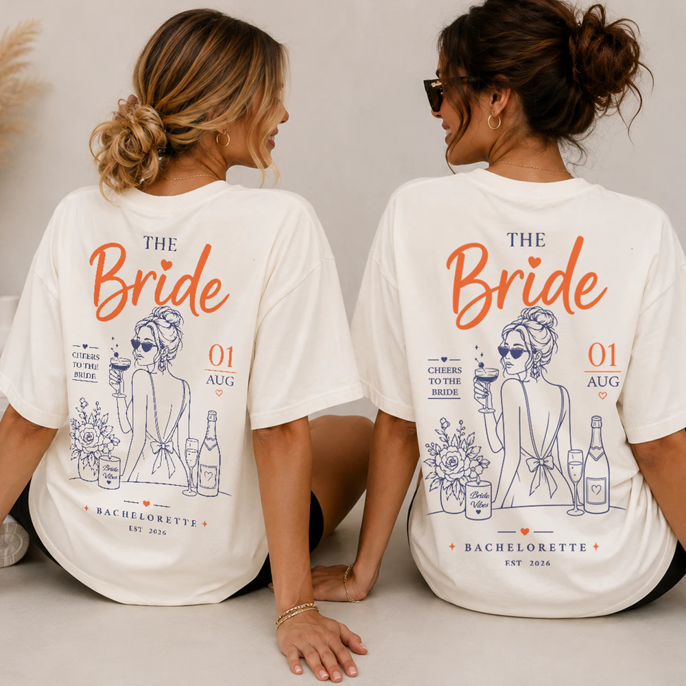 The Bride Shirt, Bachelorette Fashion Illustration Tee, Boutique Style Bridal Shirt, Bride Squad Comfort Colors Shirt