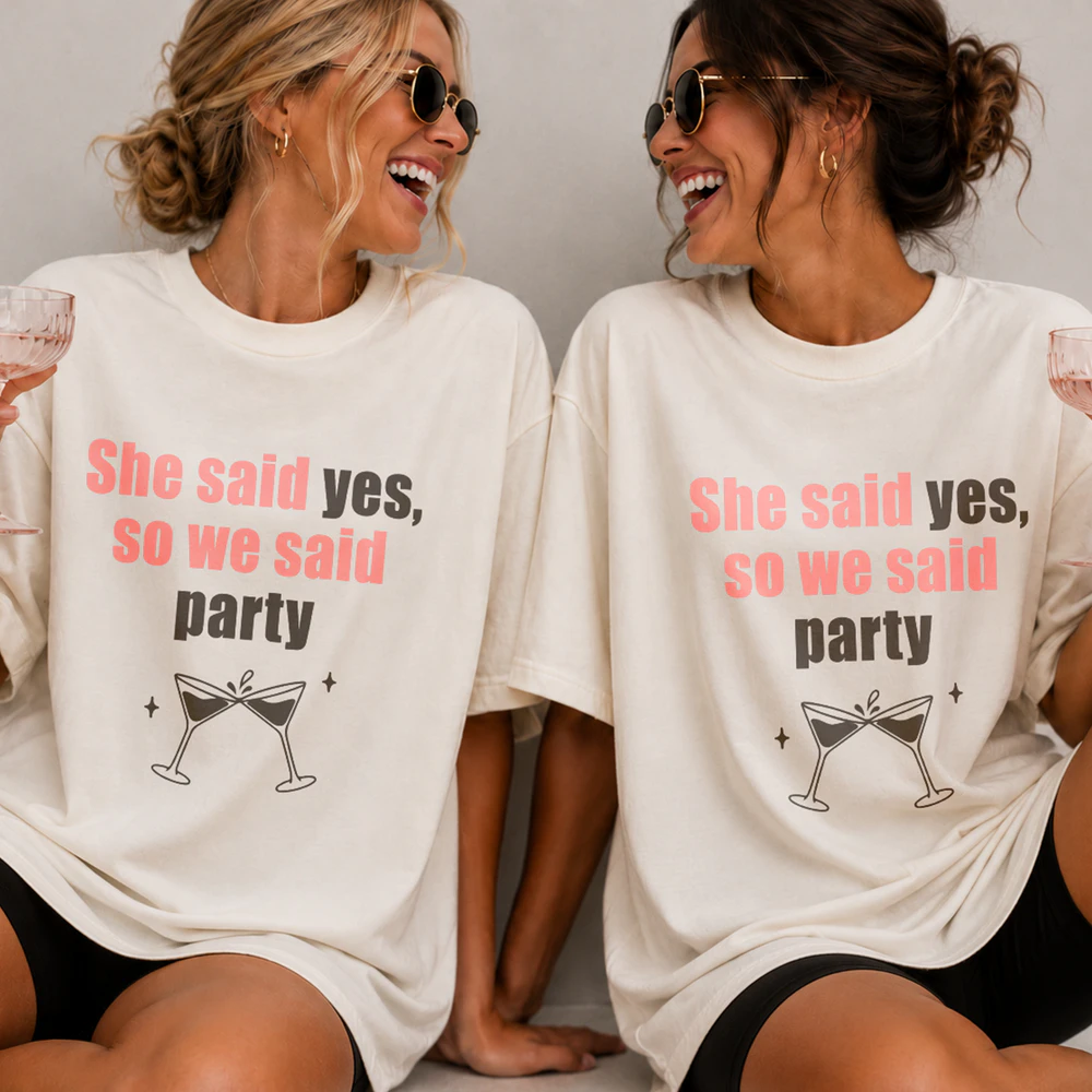 She Said Yes So We Said Party Shirt, Funny Bachelorette Party Tee, Bride Squad Cheers Shirt, Engagement Party Gift, Girls Night Shirt