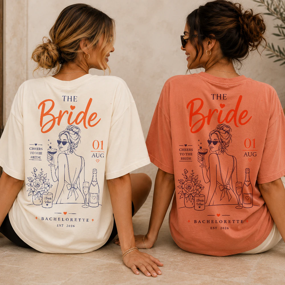 The Bride Shirt, Bachelorette Fashion Illustration Tee, Boutique Style Bridal Shirt, Bride Squad Comfort Colors Shirt