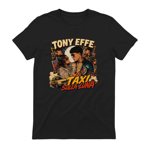 Tony Effe Merch Taxi Sulla Luna Vintage Comic Art