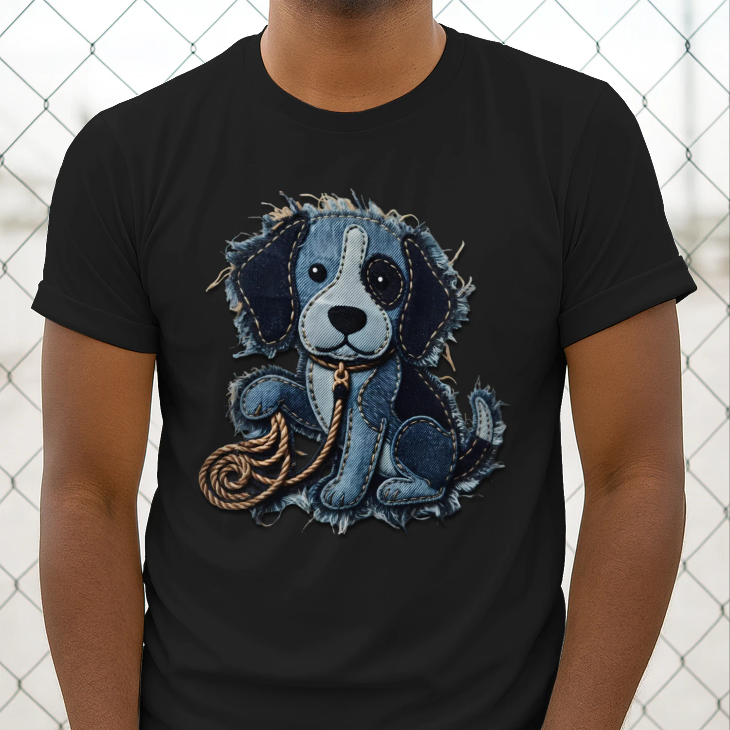 Cute Denim Puppy Dog Lover T-Shirt