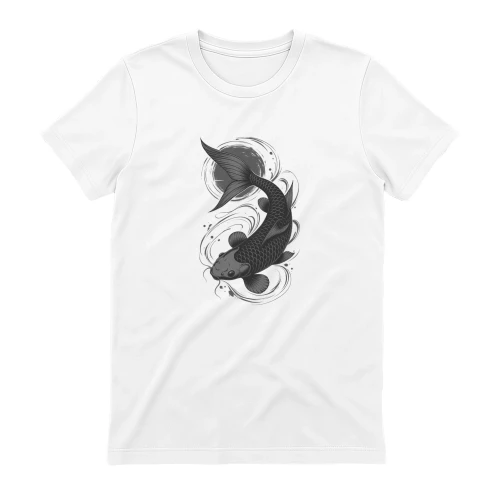 Japanese Koi Fish T-Shirt Design – Red & Black Japanese Tattoo Style – Asian Koi Fish Artwork