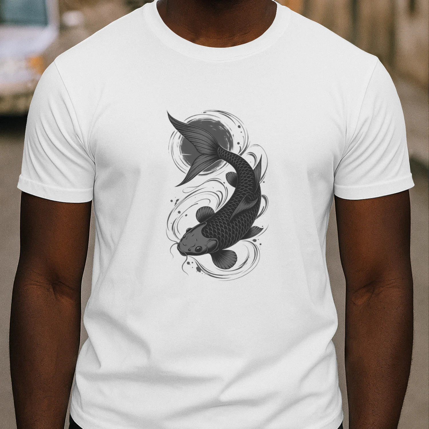 Japanese Koi Fish T-Shirt Design – Red & Black Japanese Tattoo Style – Asian Koi Fish Artwork