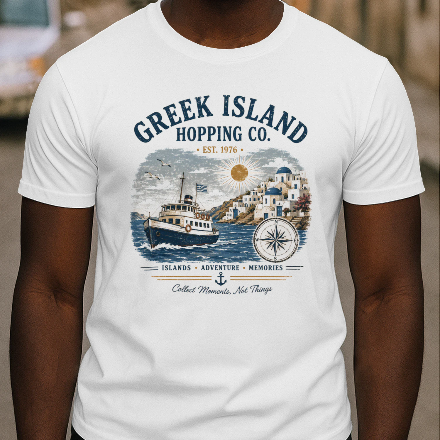 Greek Island Hopping Co Vintage Travel | Retro Mediterranean Vacation | Aegean Sea Coastal Summer Graphic