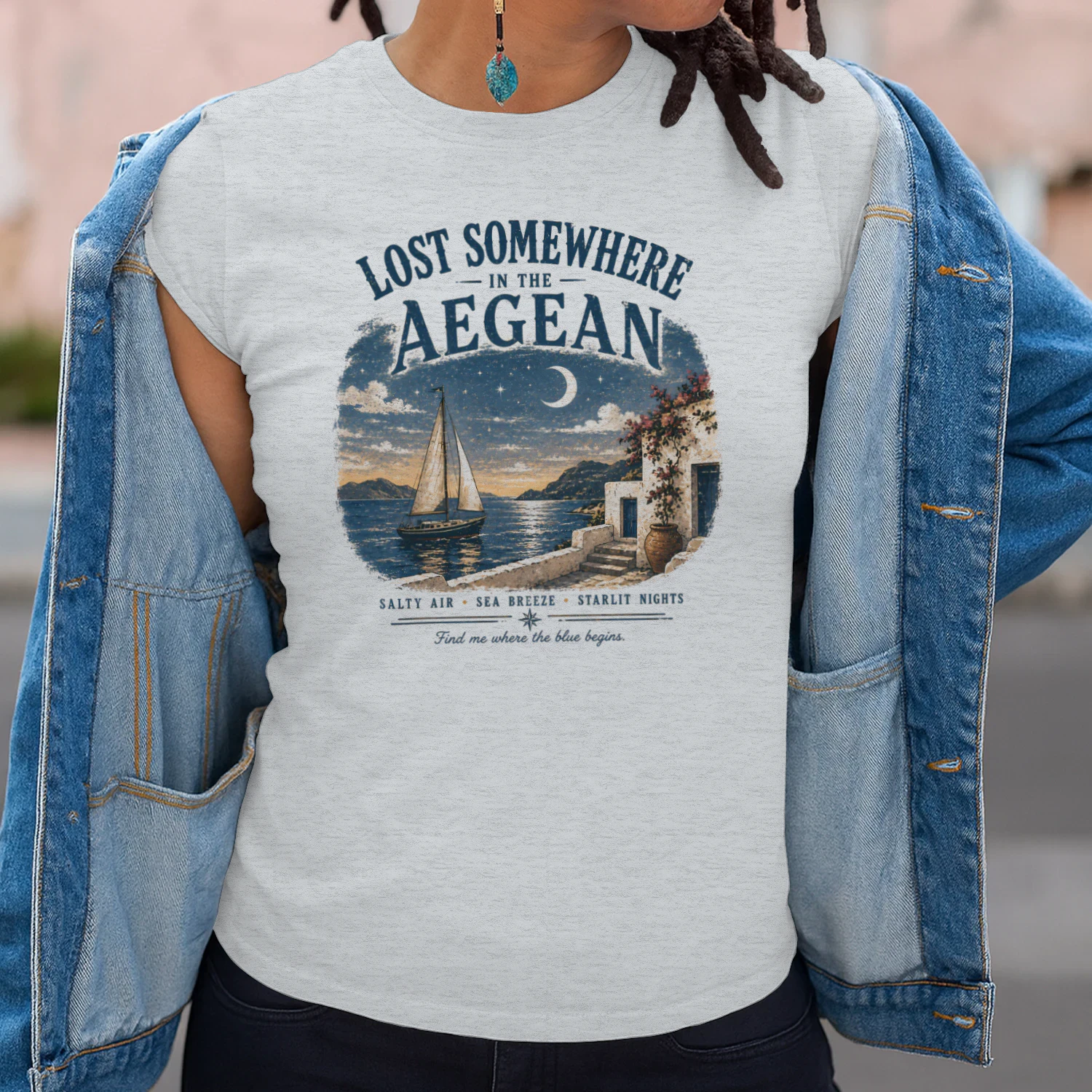 Lost Somewhere in the Aegean Vintage Shirt | Retro Greece Travel | Mediterranean Ocean Graphic for Beach Lovers