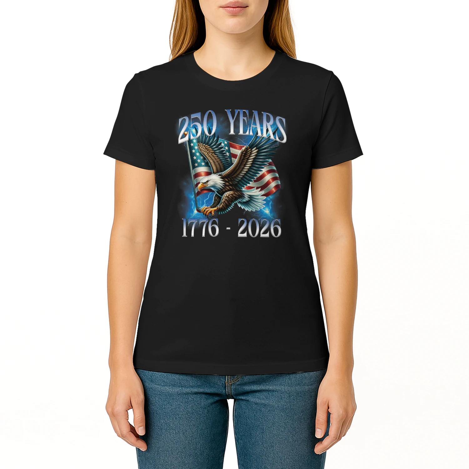 On Back Eagle and Flag 250 Years 1776-2026 250th Birthday T-Shirt