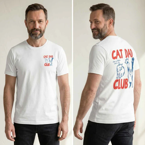 Funny Cat Dad Shirt, Cat Dad Club TShirt Back Design Tee Funny Cat Lover
