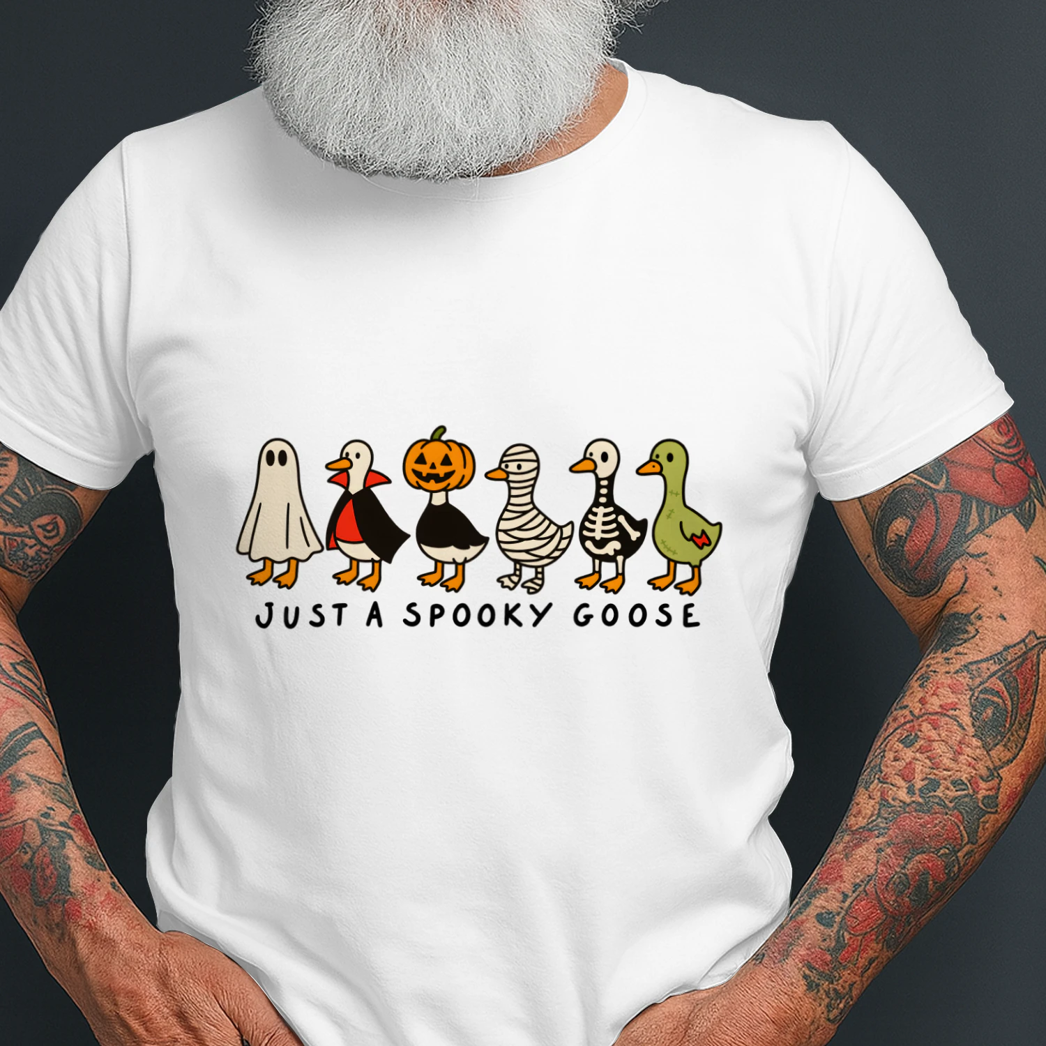 Just a Spooky Goose Halloween Graphic T-Shirt