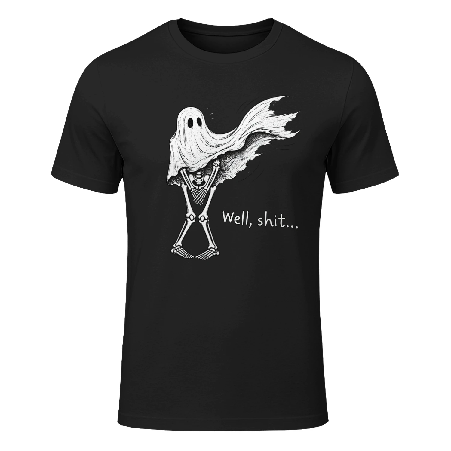 well-shit-skeleton -well shit halloween-well shit funny skeleton T-Shirt