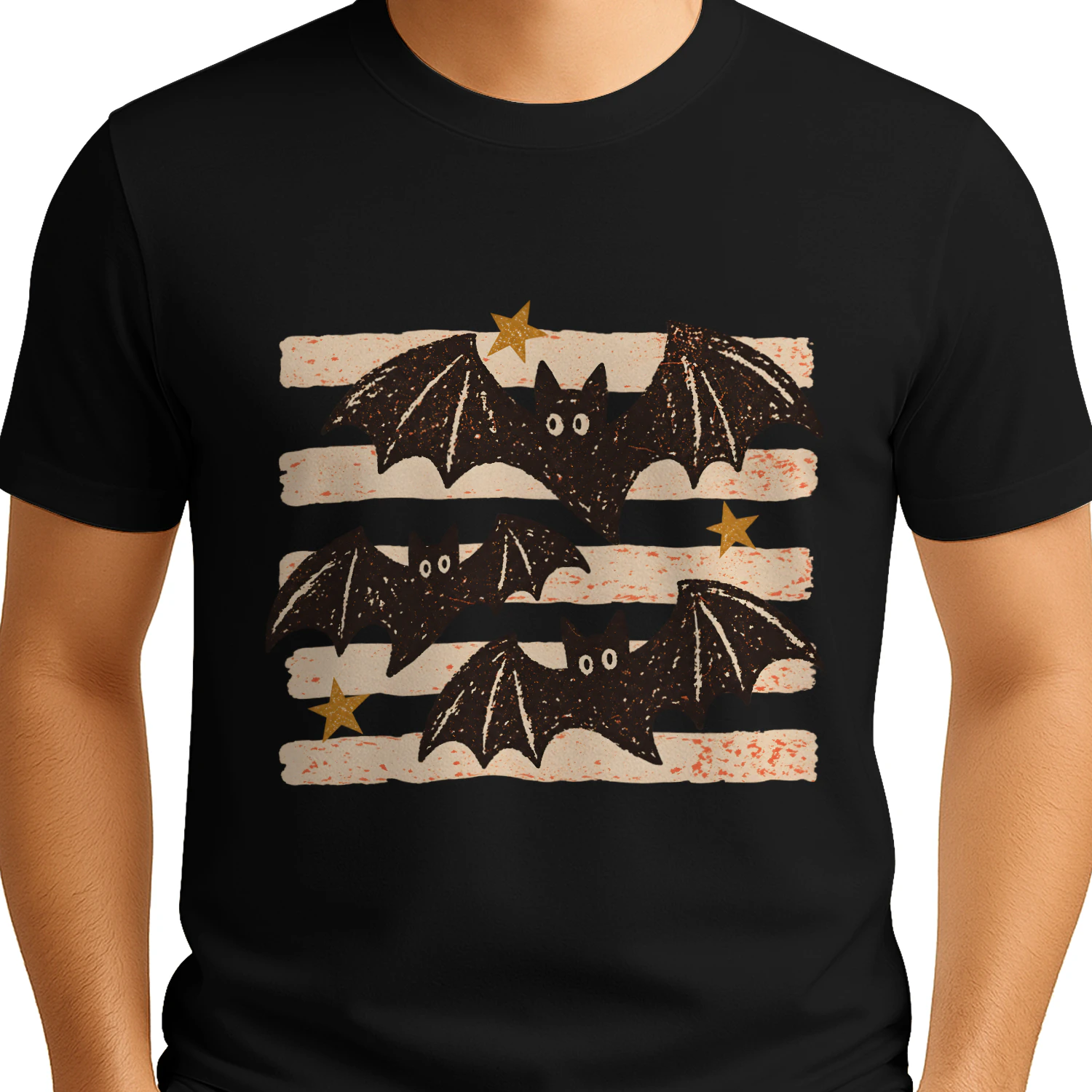 Bat Spooky Season Striped Halloween Vintage Boys Girls Women's Oversized Comfort T-shirt