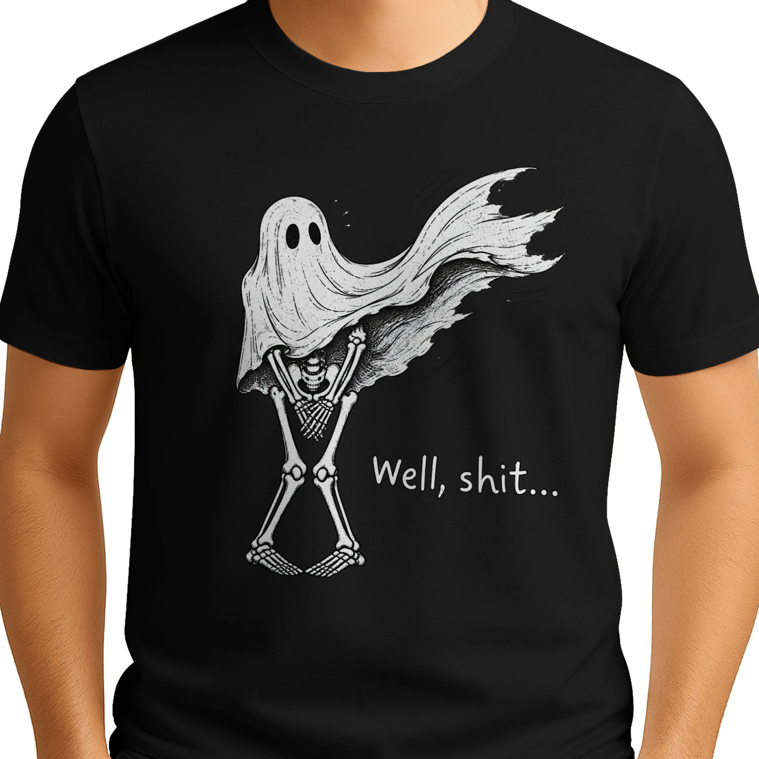 well-shit-skeleton -well shit halloween-well shit funny skeleton T-Shirt