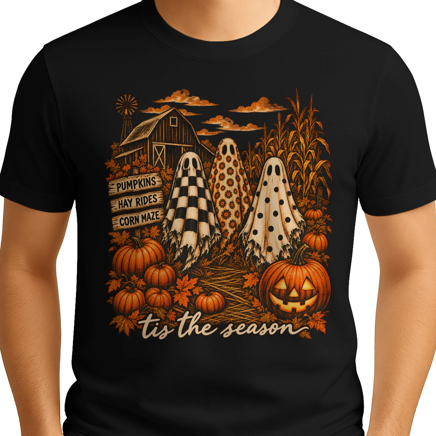 Tis The Season Ghost Comfort Colors T Shirt Spooky Halloween Holiday Gear