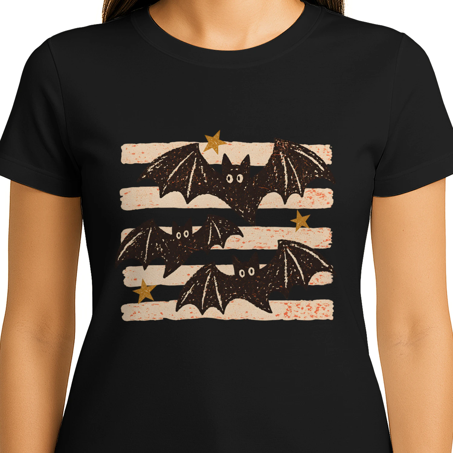 Bat Spooky Season Striped Halloween Vintage Boys Girls Women's Oversized Comfort T-shirt