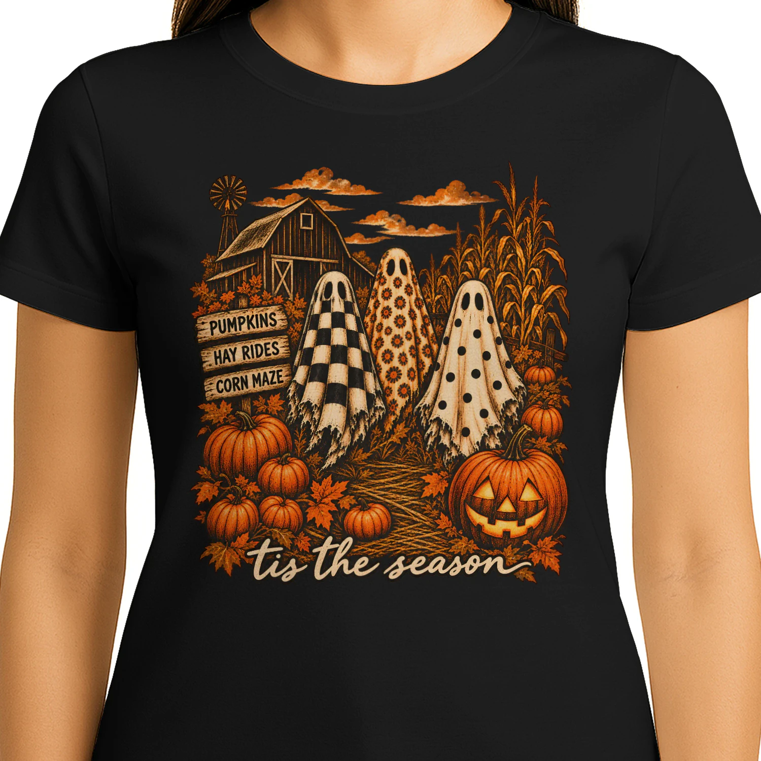 Tis The Season Ghost Comfort Colors T Shirt Spooky Halloween Holiday Gear