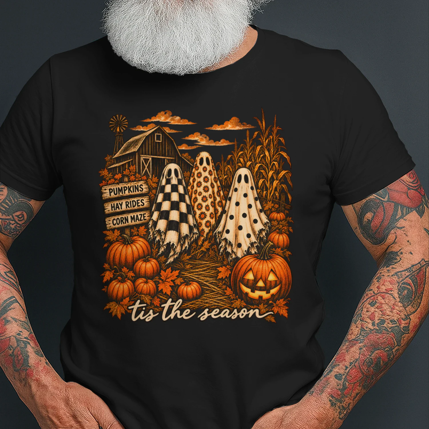Tis The Season Ghost Comfort Colors T Shirt Spooky Halloween Holiday Gear