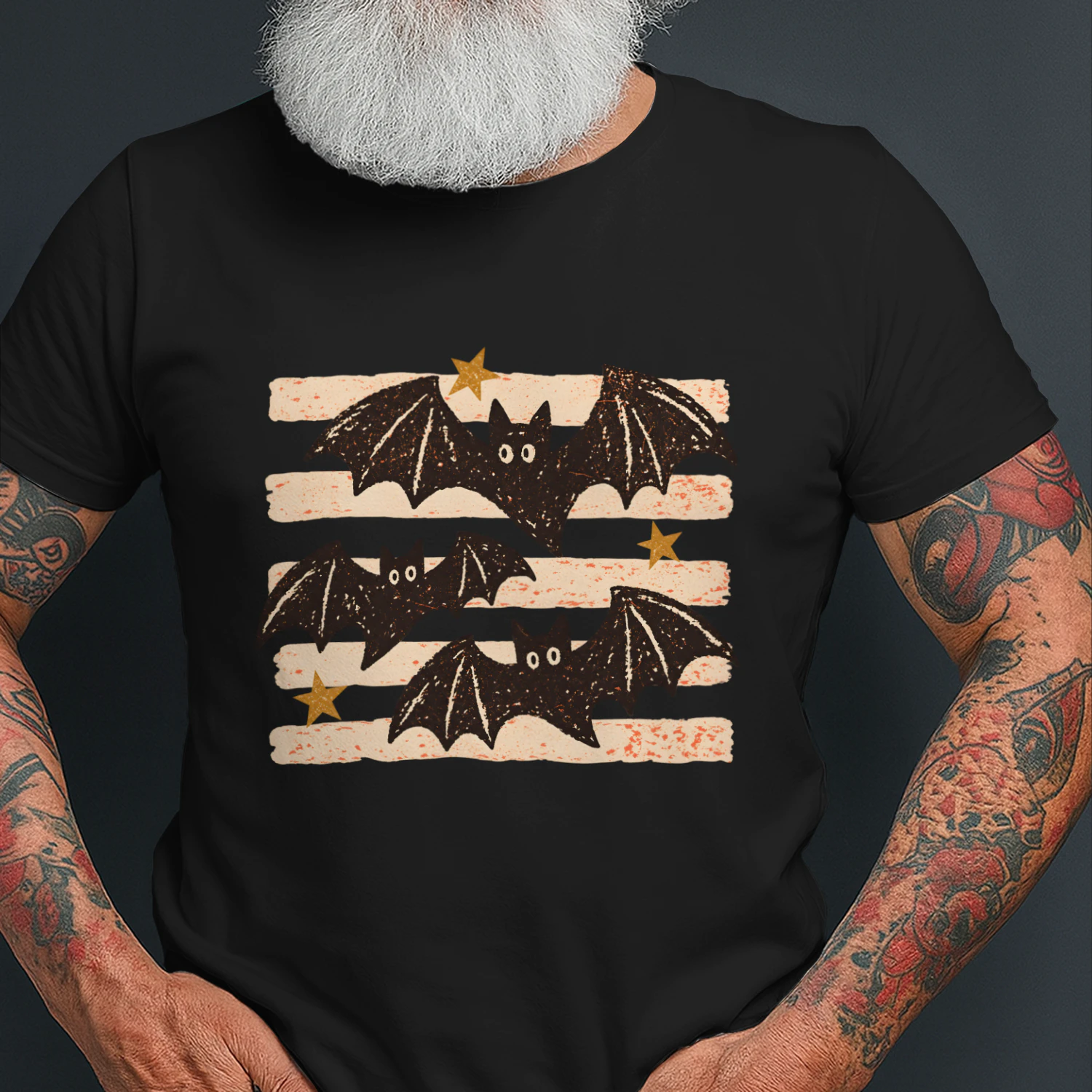 Bat Spooky Season Striped Halloween Vintage Boys Girls Women's Oversized Comfort T-shirt