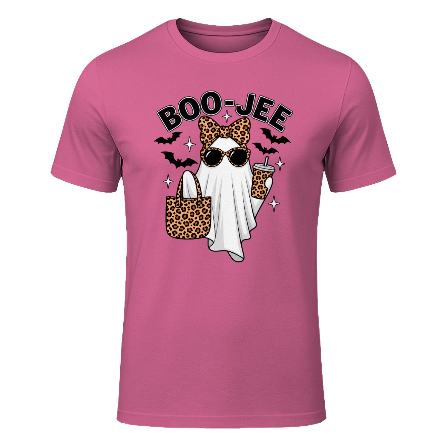Halloween Faux Rhinestone Boo-Jee Leopard Ghost Sparkly Leopard Ghost Sweatshirt Girly Ghost Coffee Tee Funny Fall Shirt
