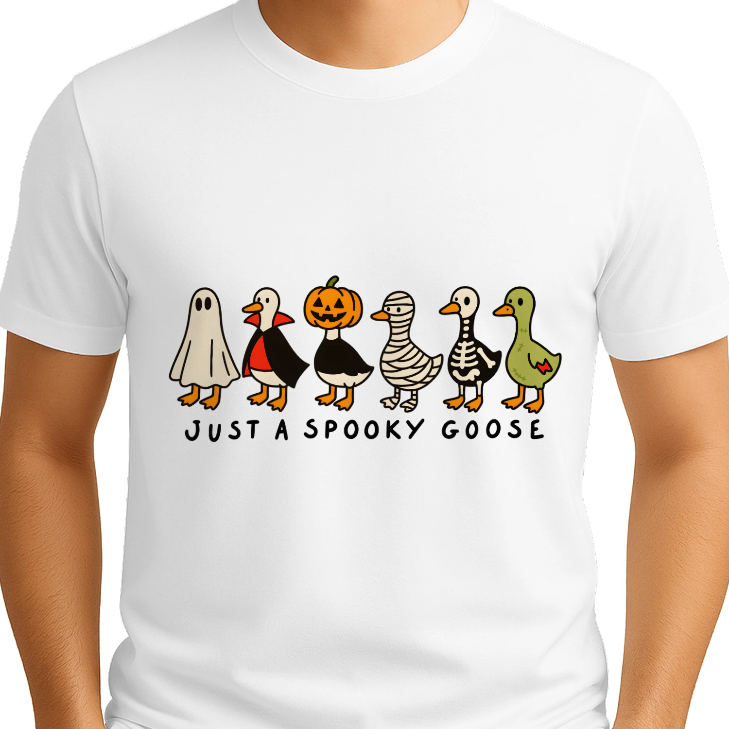 Just a Spooky Goose Halloween Graphic T-Shirt