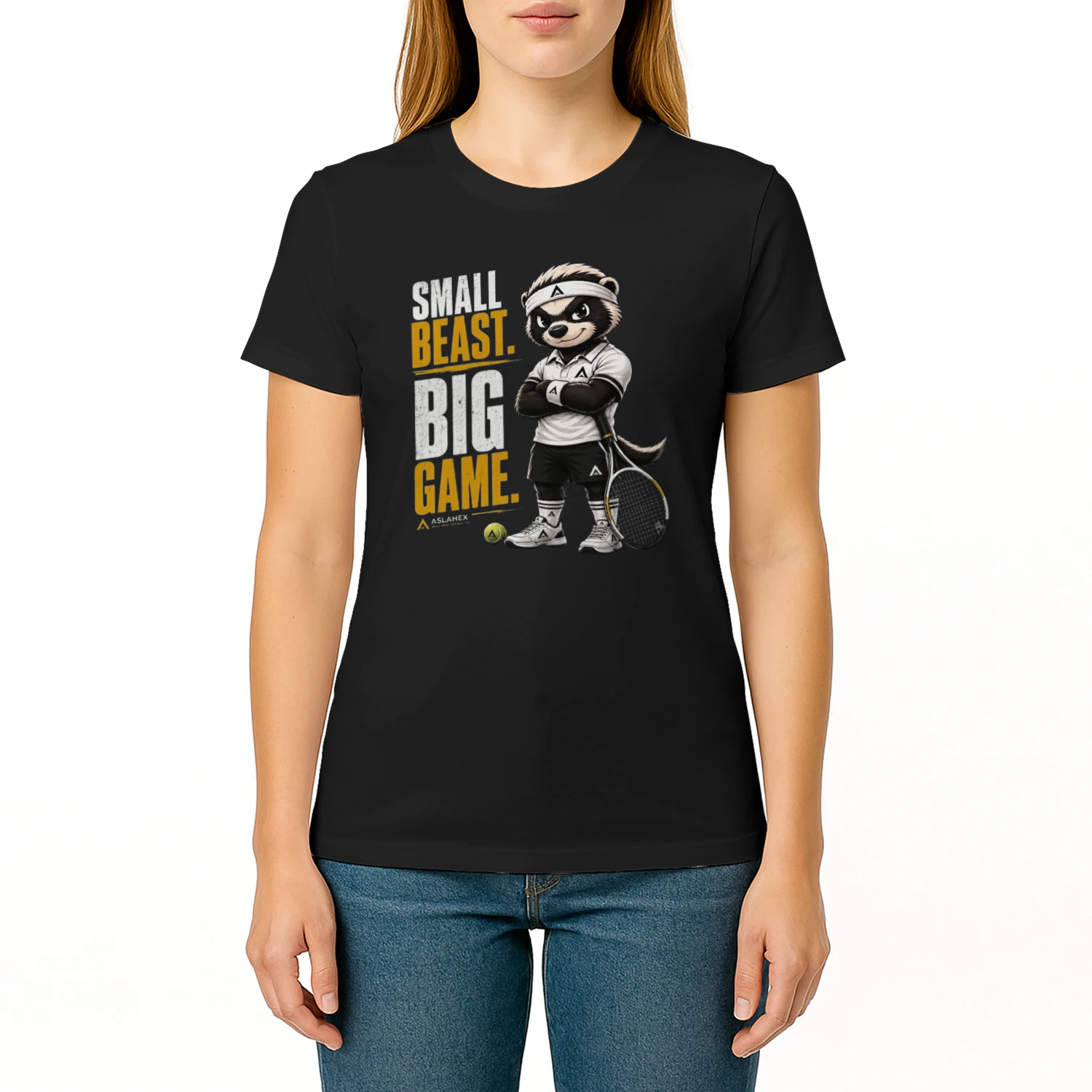 BADGY™ Small Beast. Big Game. Tennis T-Shirt