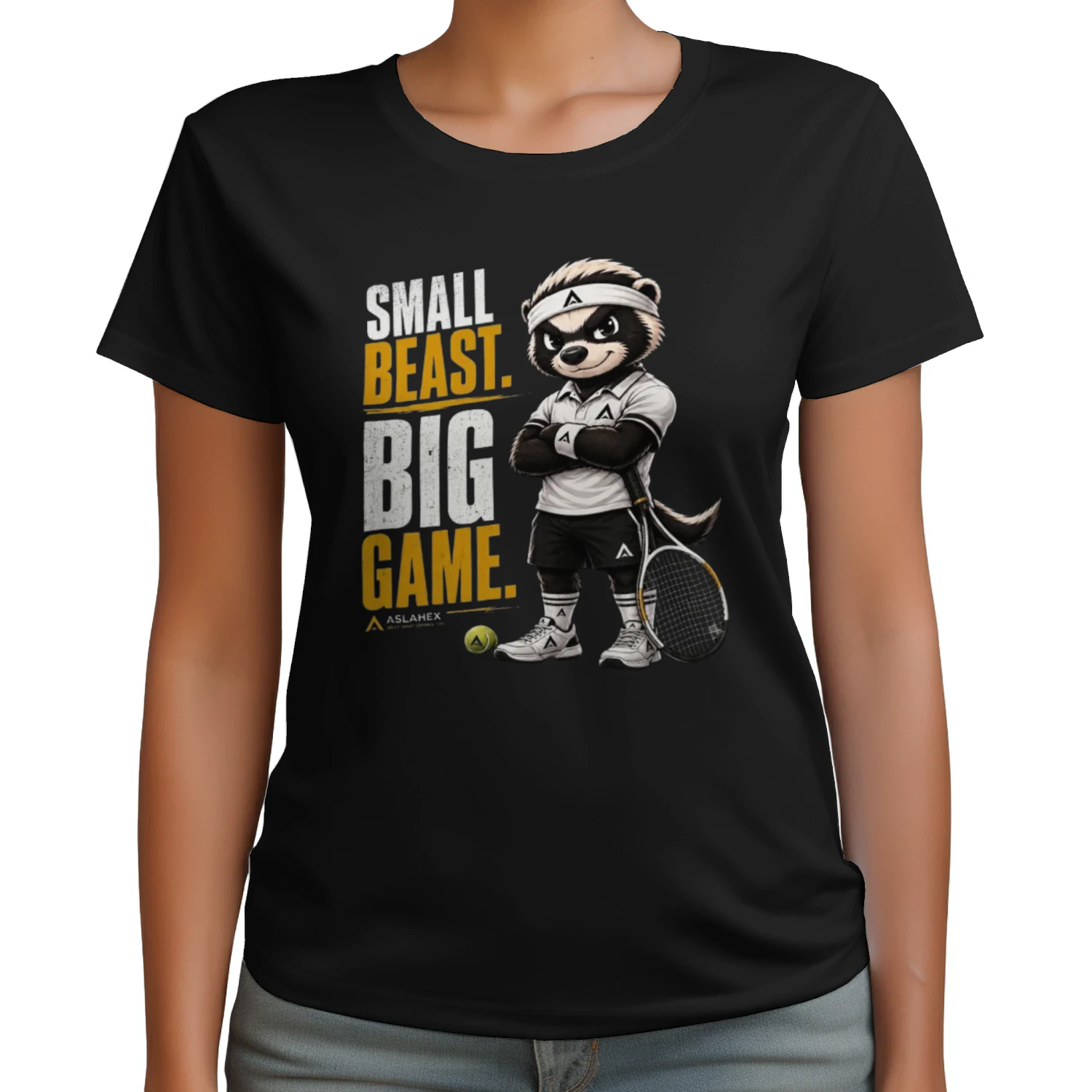 BADGY™ Small Beast. Big Game. Tennis T-Shirt