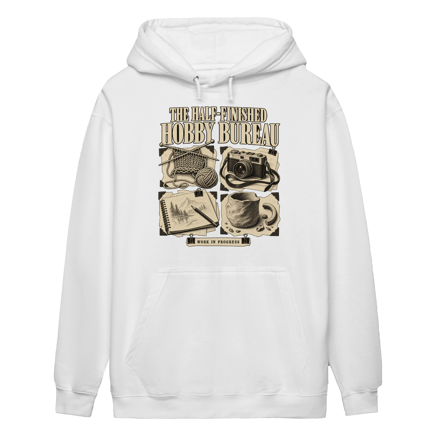 The Half-Finished Hobby Bureau Hoodie – Funny Crafter Graphic
