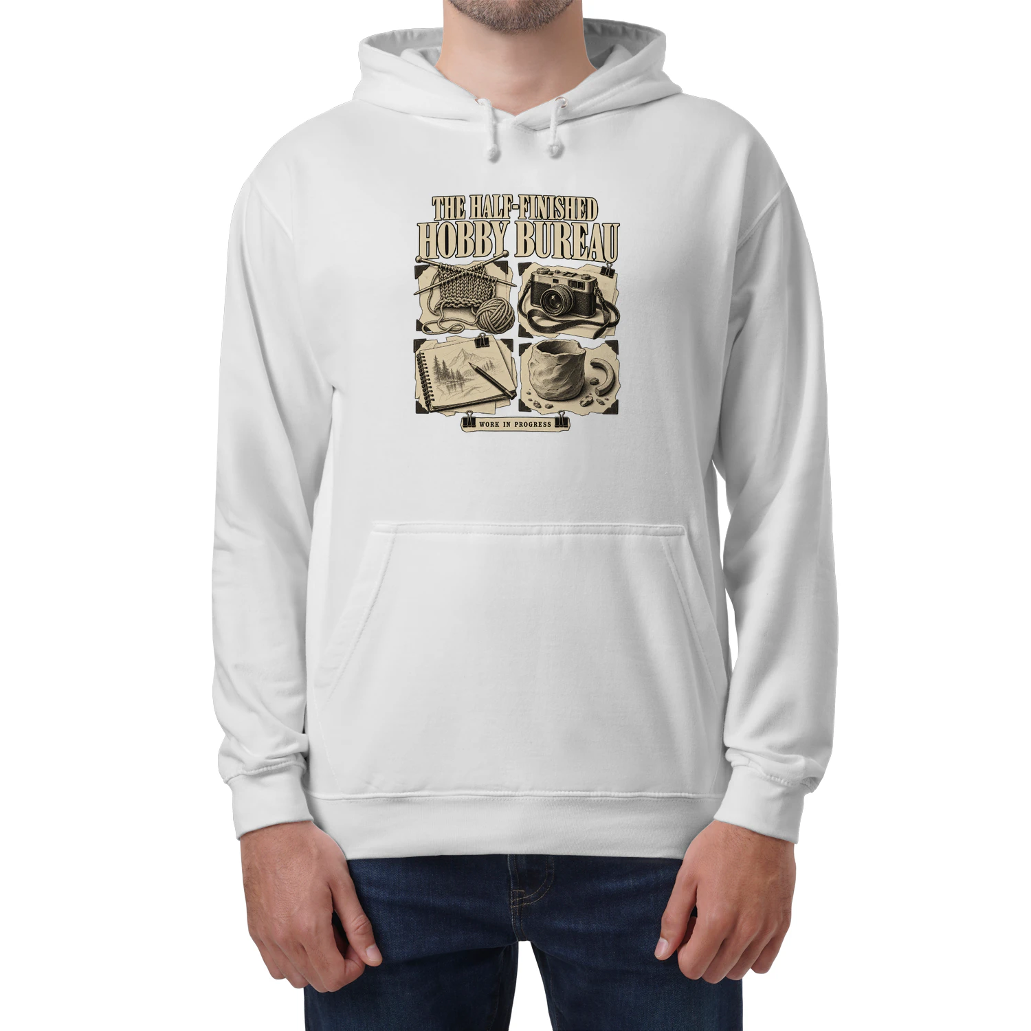 The Half-Finished Hobby Bureau Hoodie – Funny Crafter Graphic