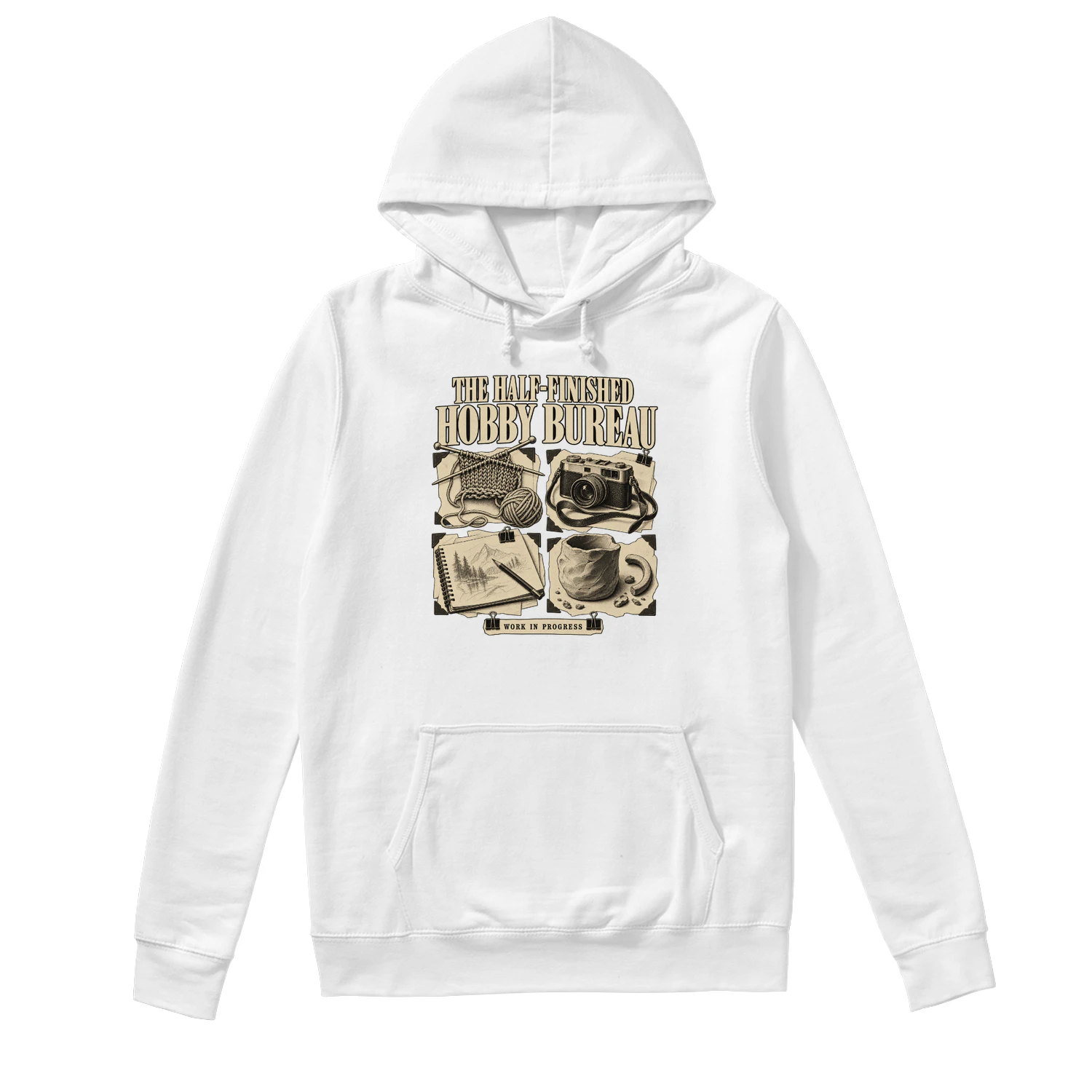 The Half-Finished Hobby Bureau Hoodie – Funny Crafter Graphic