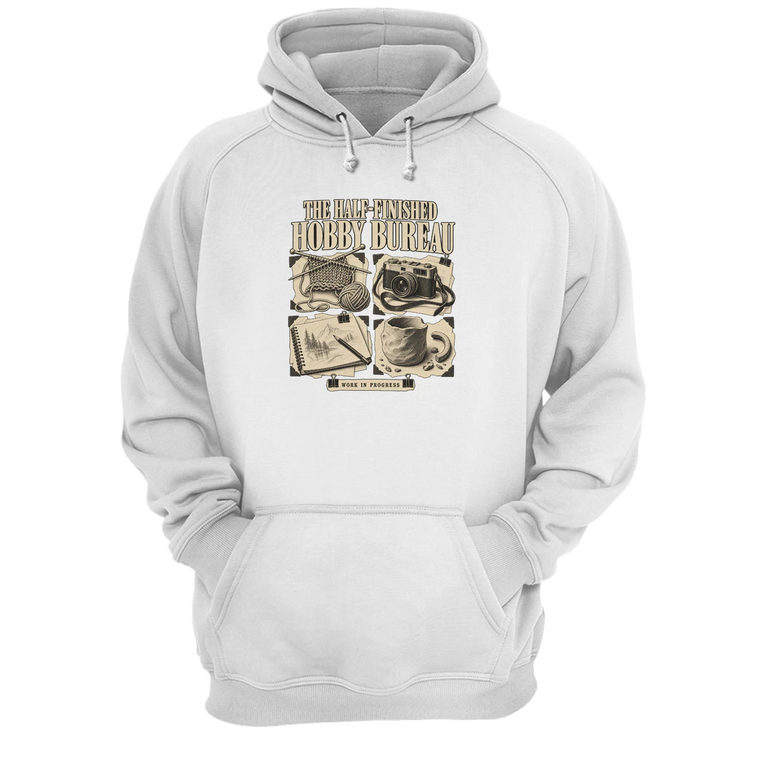 The Half-Finished Hobby Bureau Hoodie – Funny Crafter Graphic