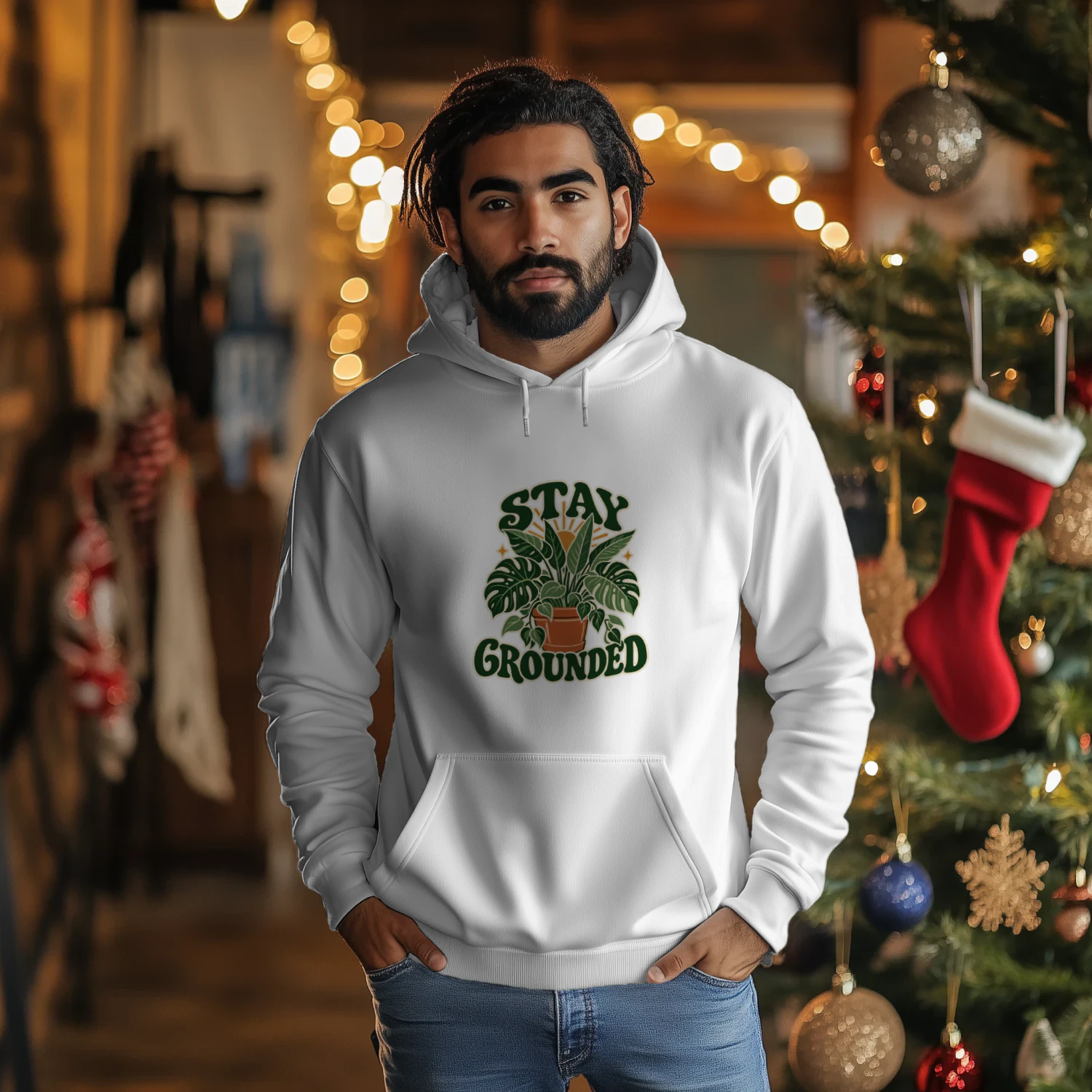 Stay Grounded Hoodie – Retro Plant Lover Botanical Graphic