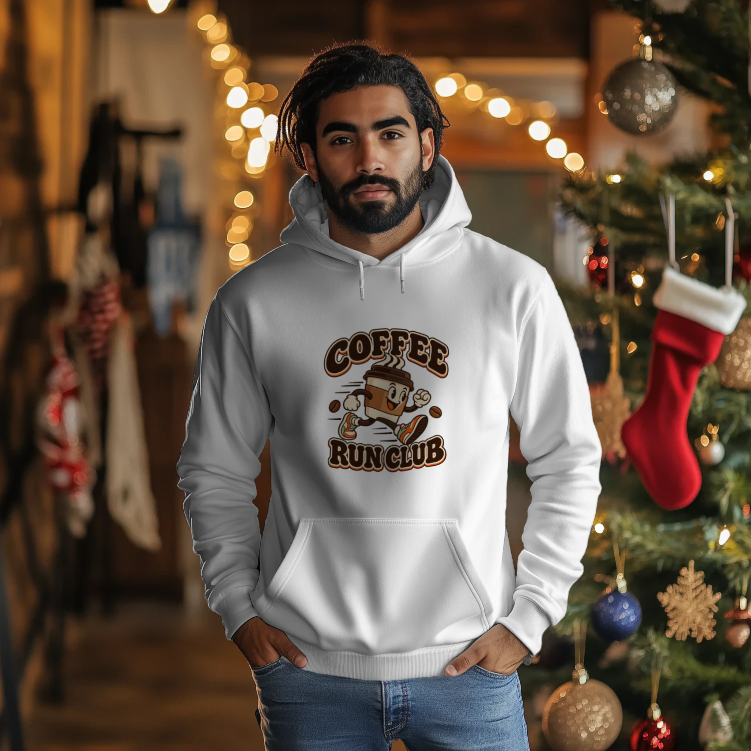 Coffee Run Club Hoodie – Retro Coffee Lover Graphic