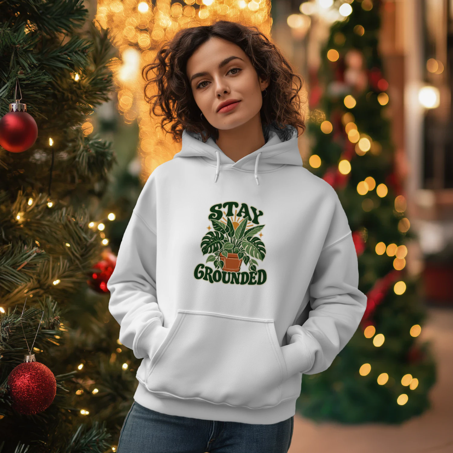 Stay Grounded Hoodie – Retro Plant Lover Botanical Graphic