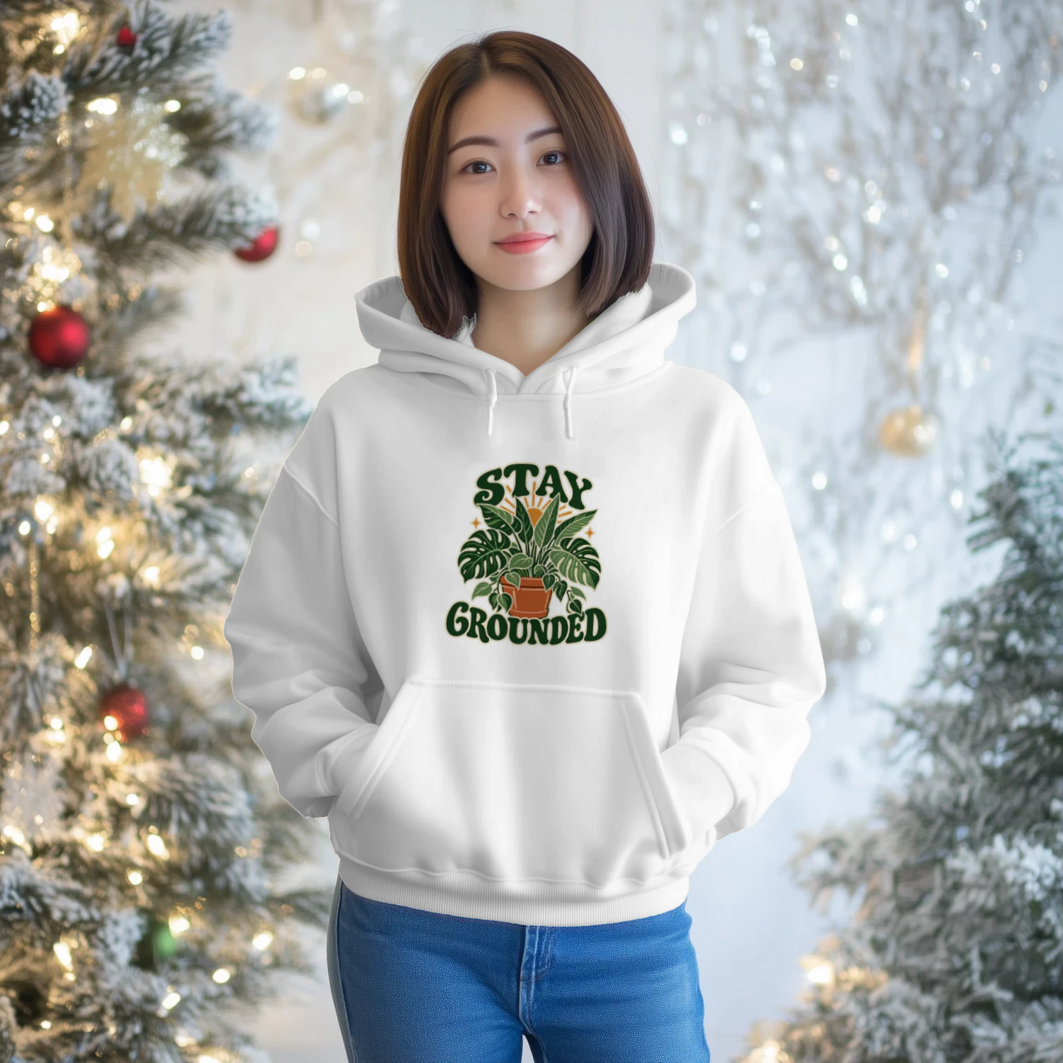 Stay Grounded Hoodie – Retro Plant Lover Botanical Graphic