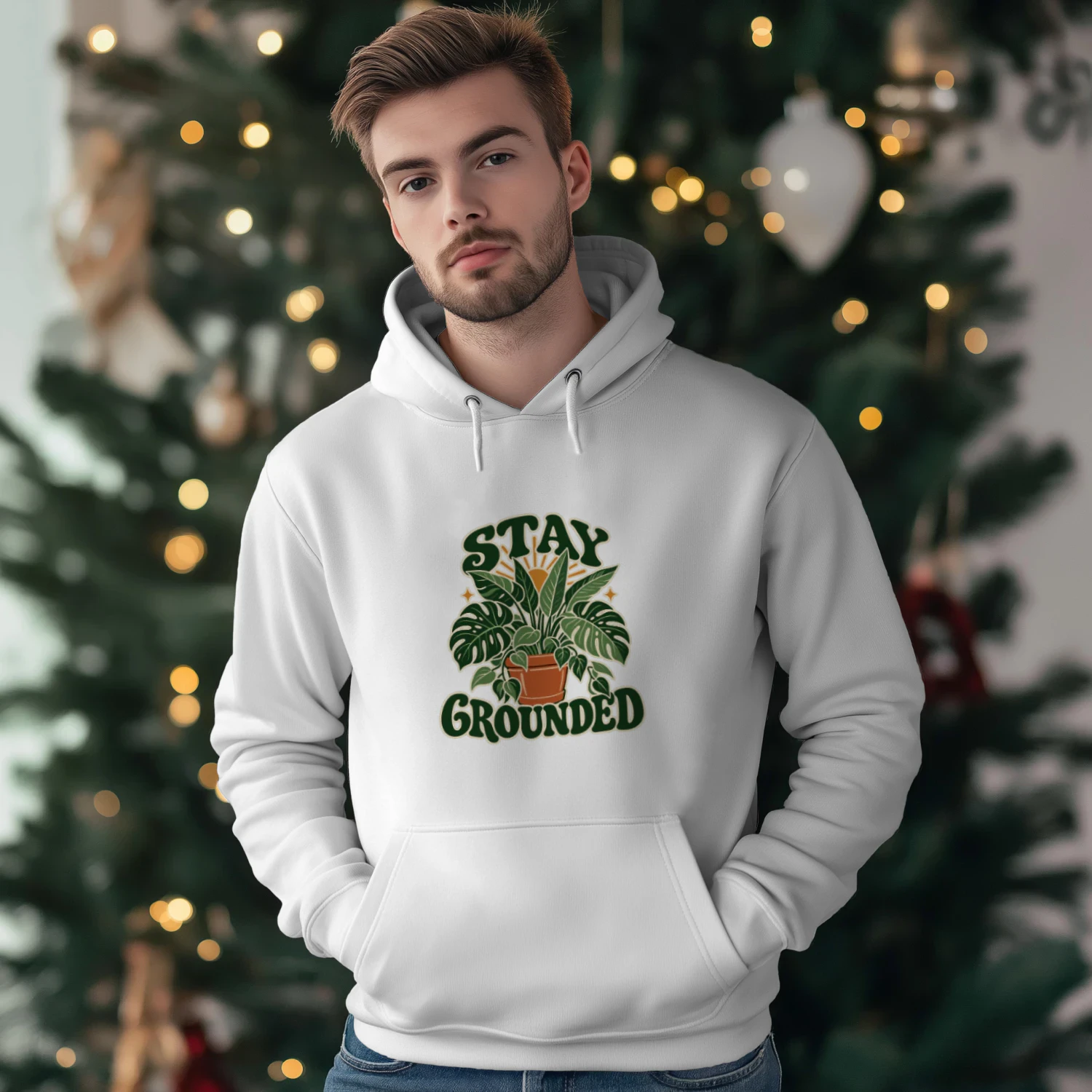 Stay Grounded Hoodie – Retro Plant Lover Botanical Graphic