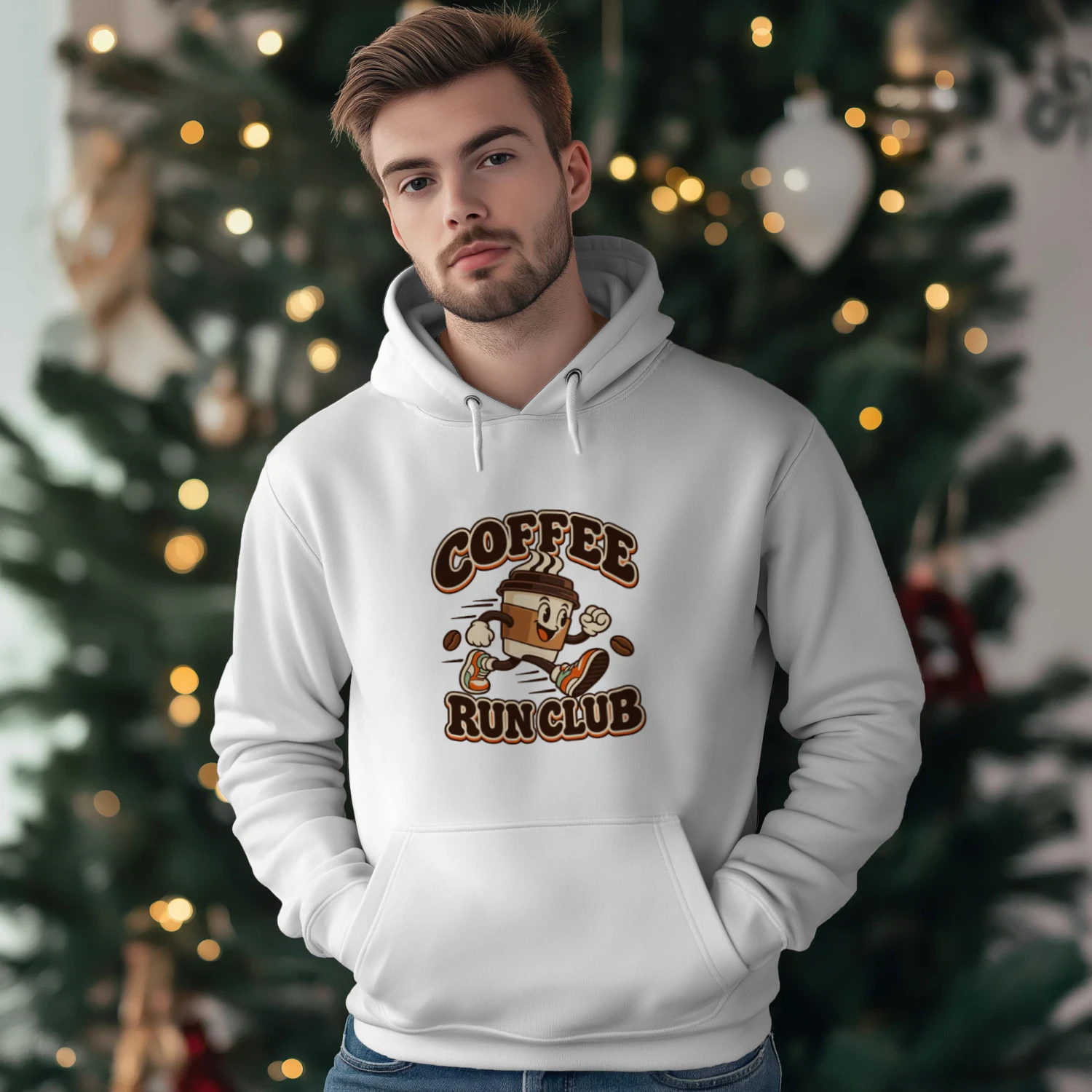 Coffee Run Club Hoodie – Retro Coffee Lover Graphic