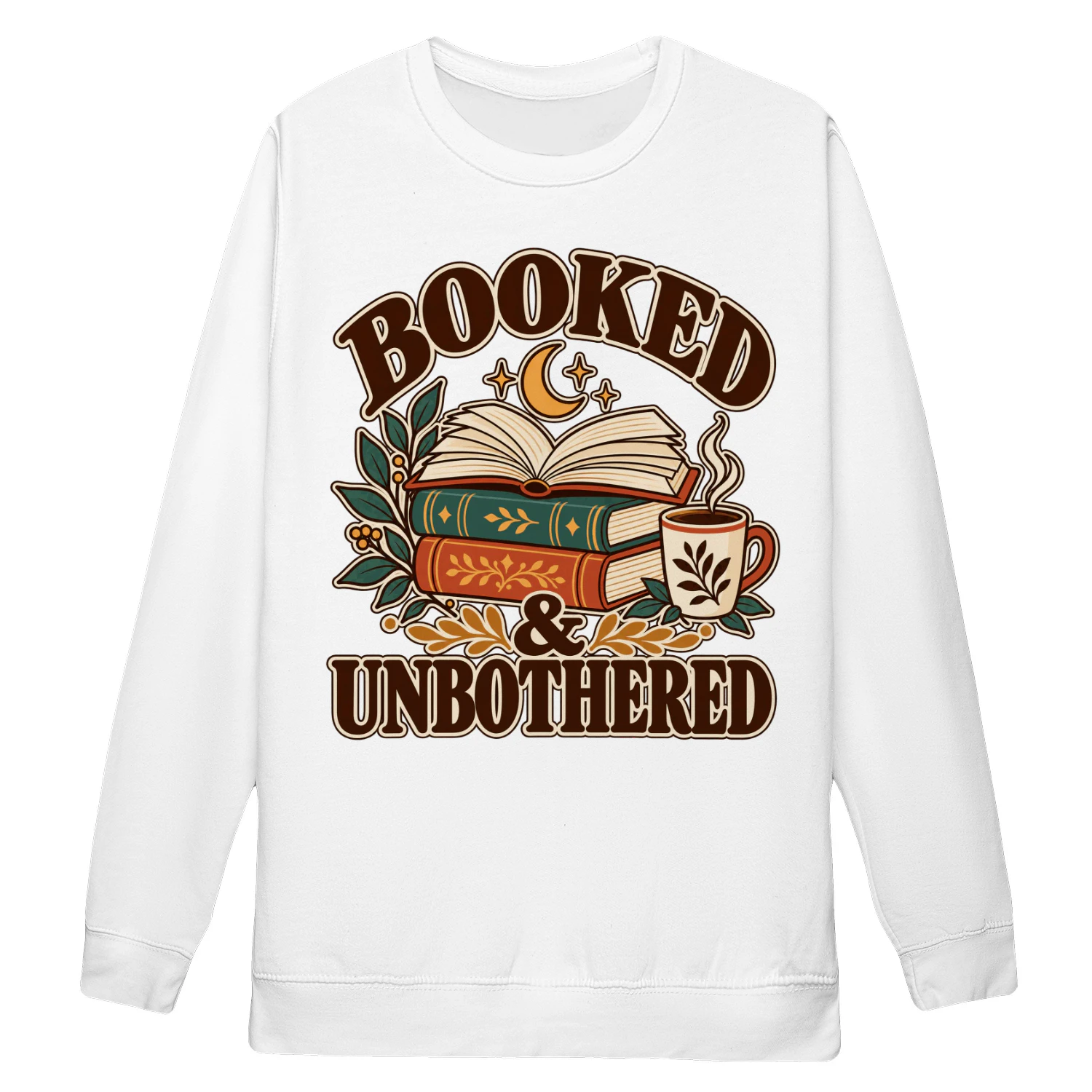 Booked & Unbothered Sweatshirt – Retro Book Lover Graphic