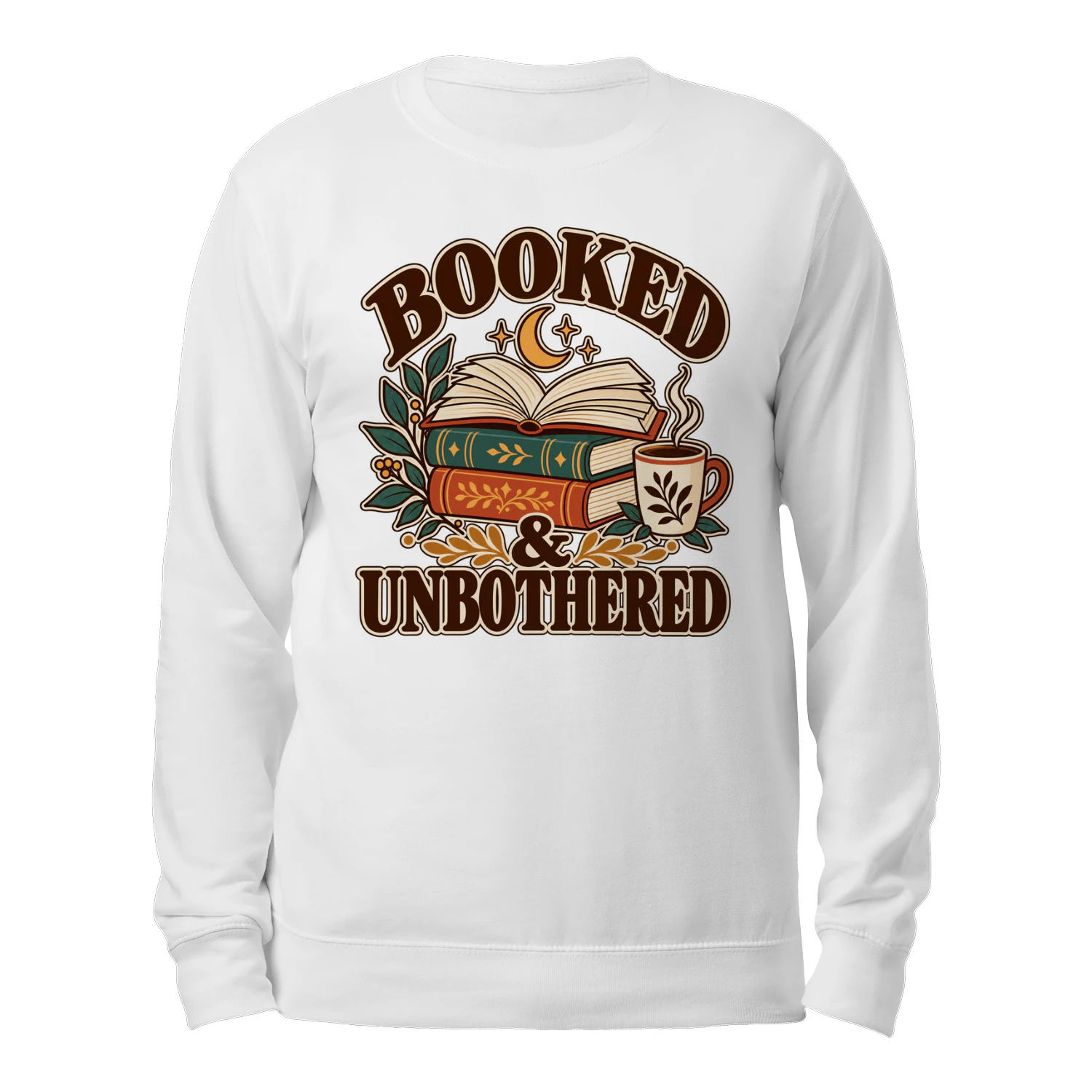 Booked & Unbothered Sweatshirt – Retro Book Lover Graphic