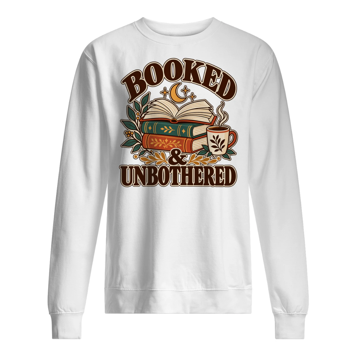 Booked & Unbothered Sweatshirt – Retro Book Lover Graphic