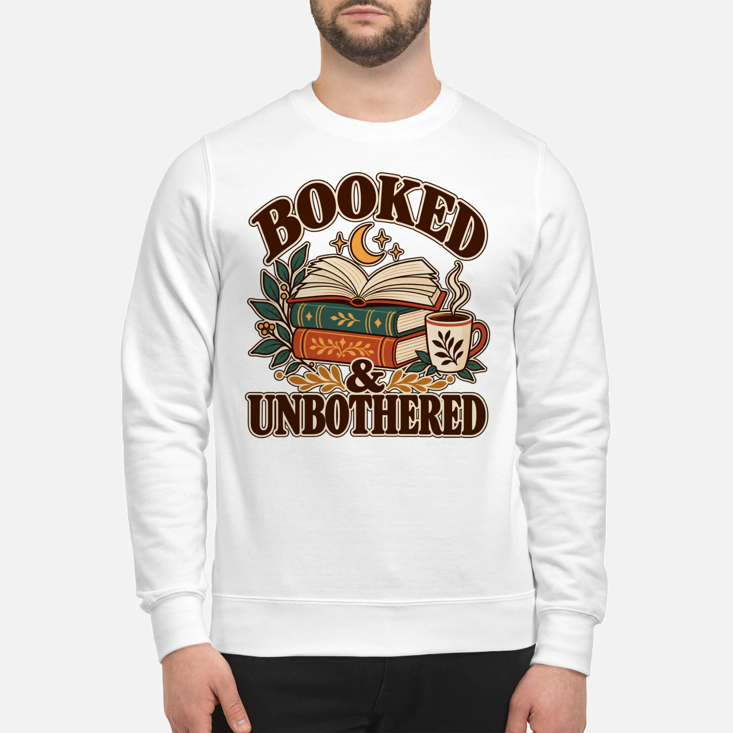 Booked & Unbothered Sweatshirt – Retro Book Lover Graphic