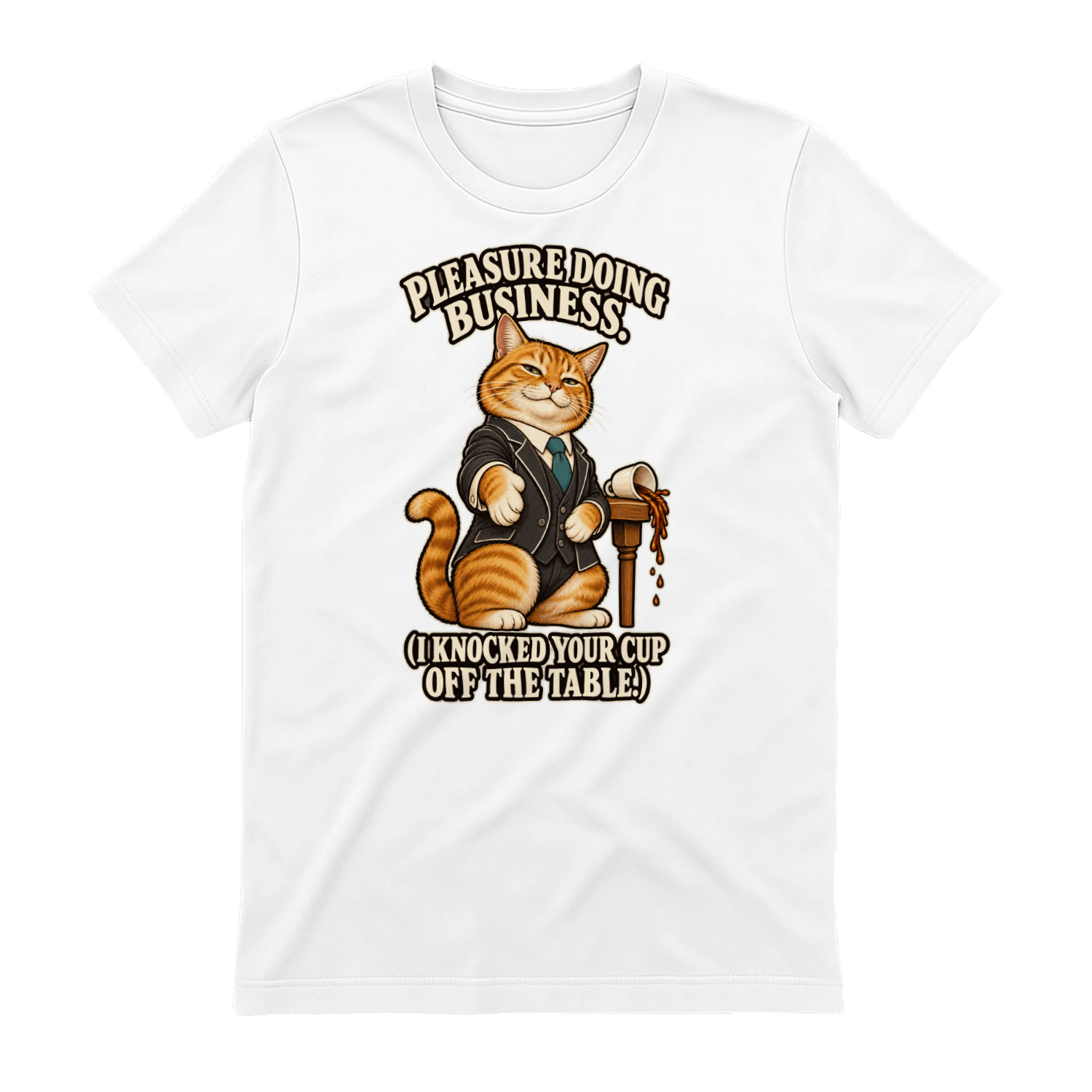 Pleasure Doing Business Cat T-Shirt – Funny Suited Cat Graphic