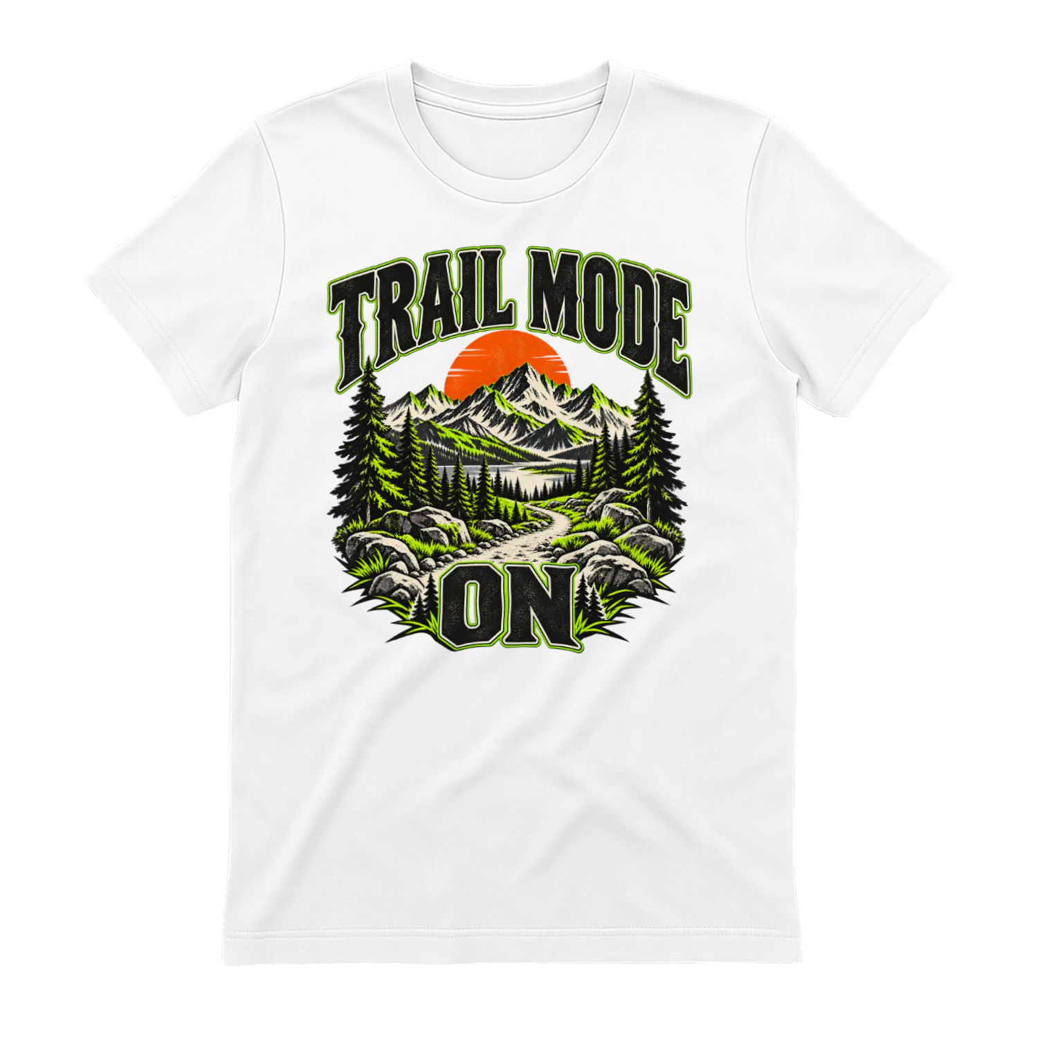 Trail Mode On Hiking T-Shirt | Mountain & Pine Forest Graphic Tee