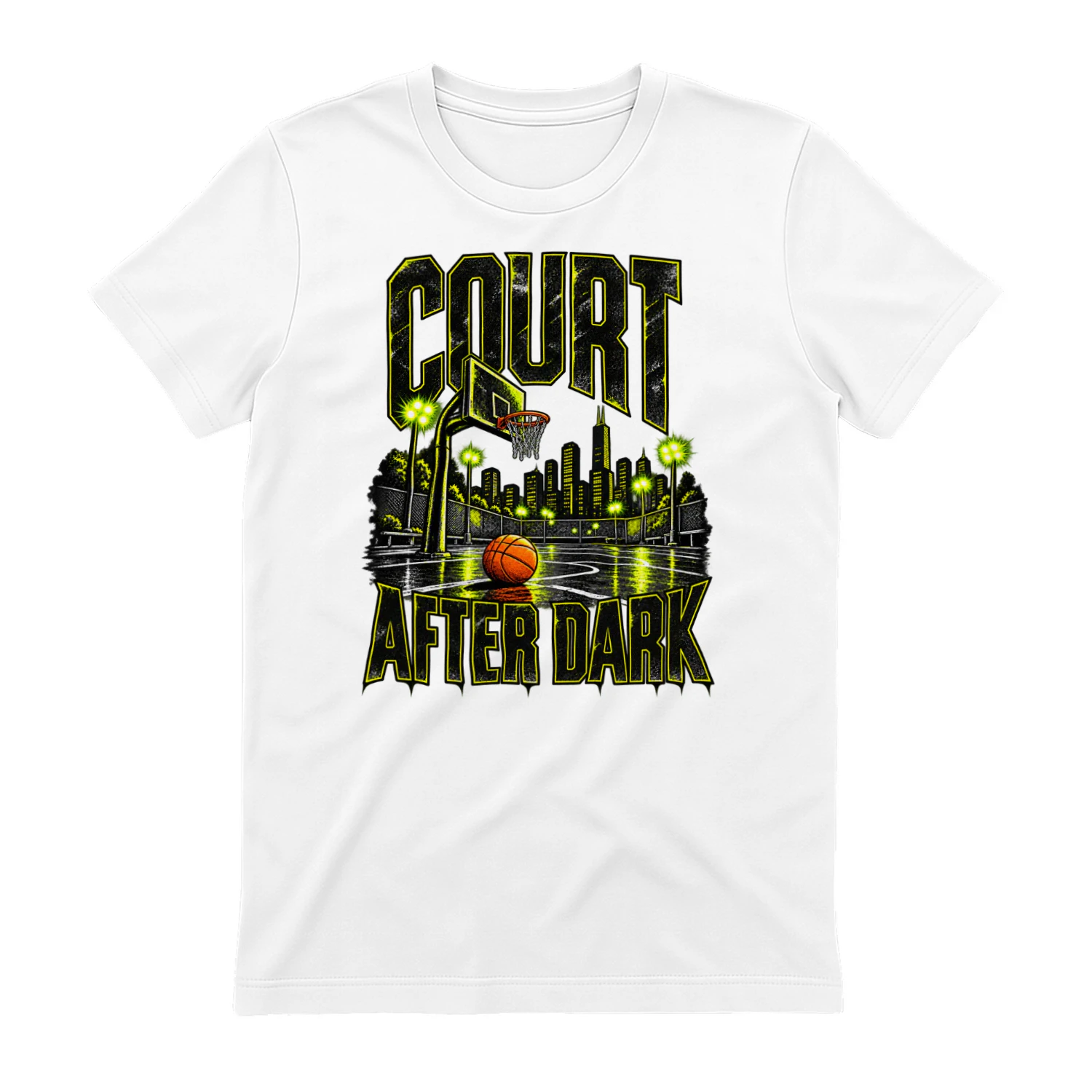 Court After Dark Basketball Graphic T-Shirt | Urban Streetwear Tee