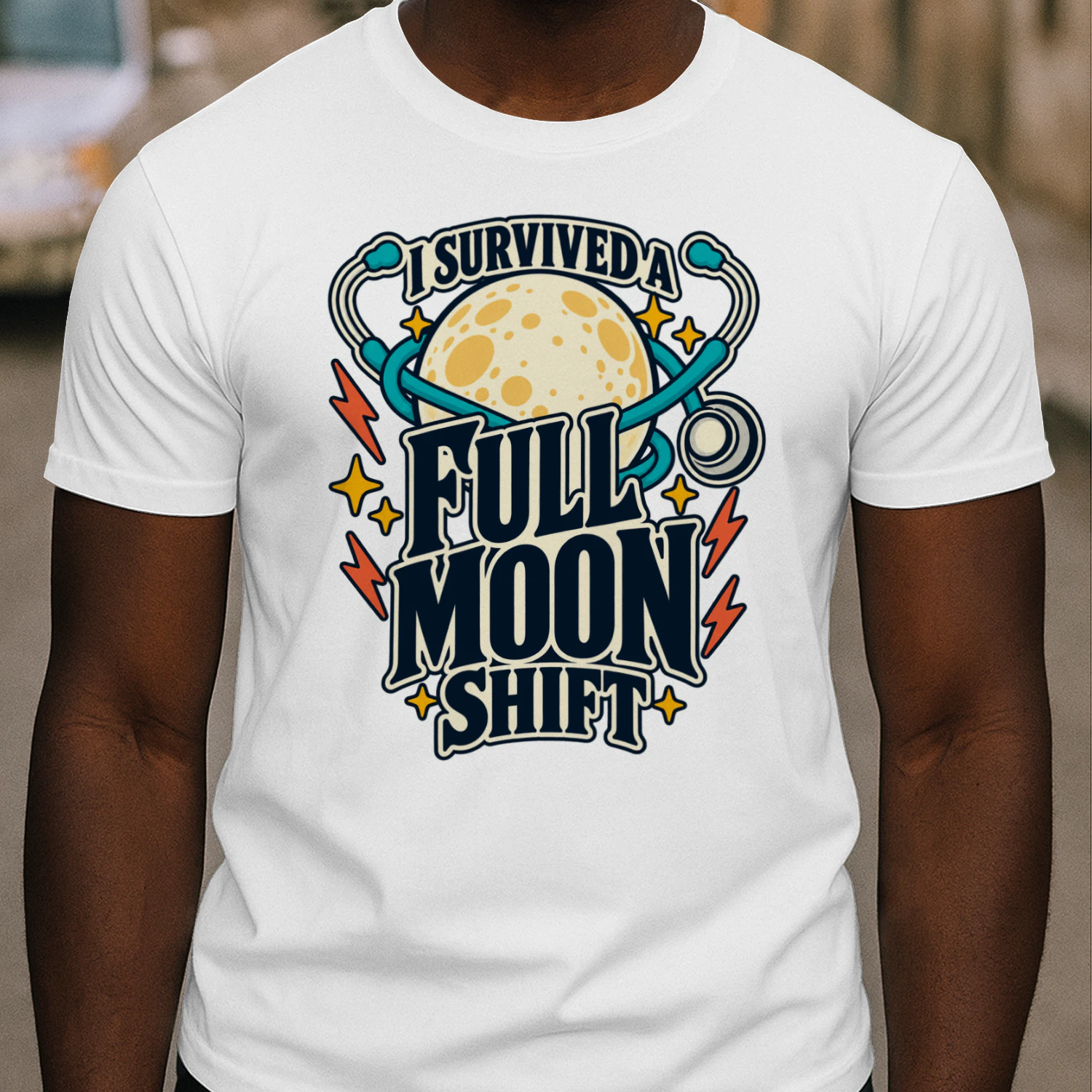I Survived a Full Moon Shift – Funny Night Shift Nurse Graphic