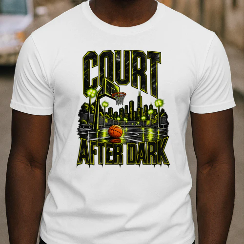 Court After Dark Basketball Graphic T-Shirt | 16BLKS Apparel