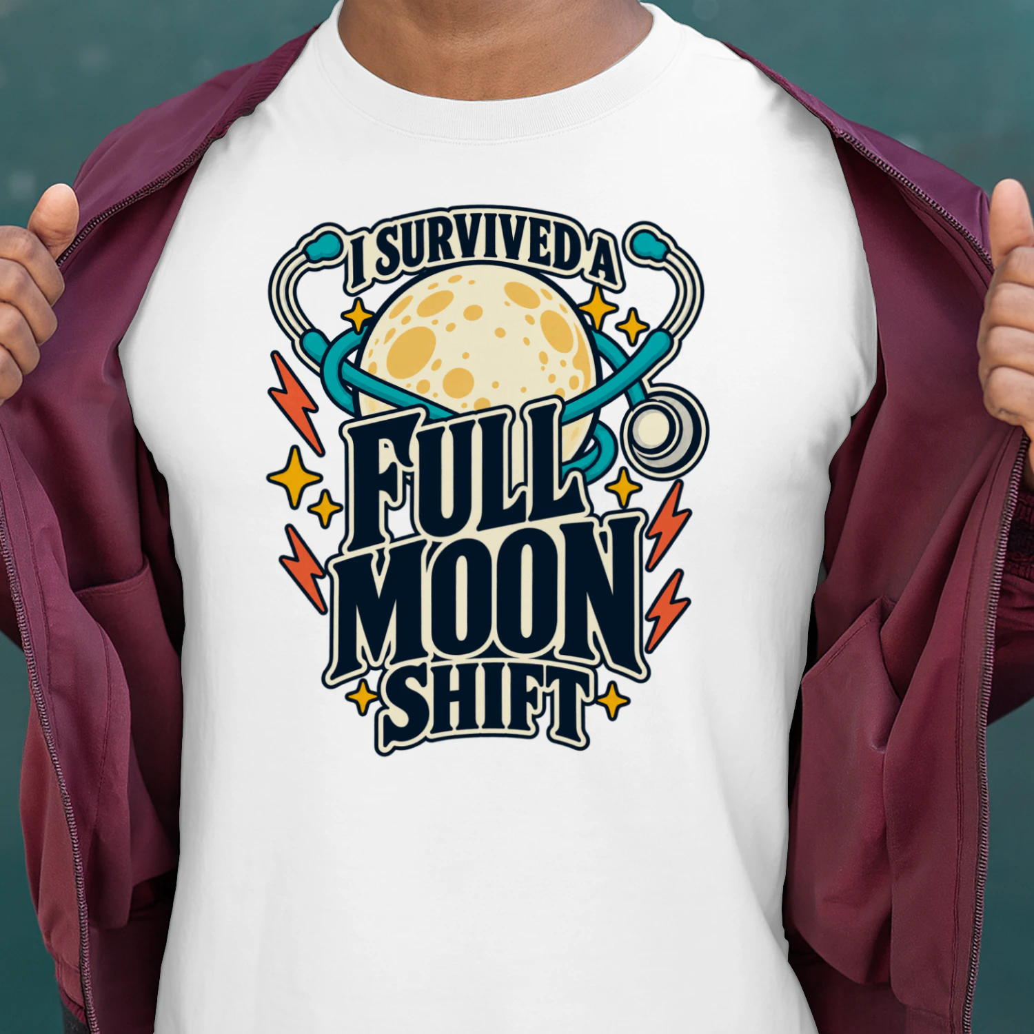 I Survived a Full Moon Shift – Funny Night Shift Nurse Graphic