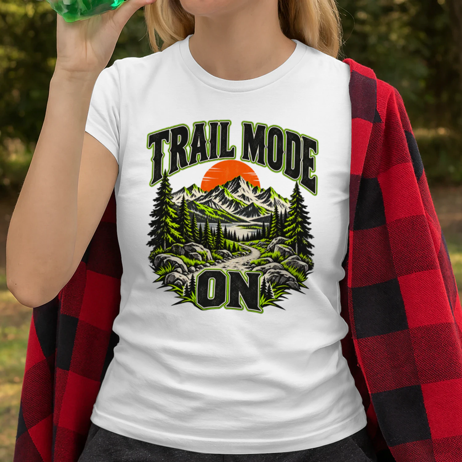 Trail Mode On Hiking T-Shirt | Mountain & Pine Forest Graphic Tee