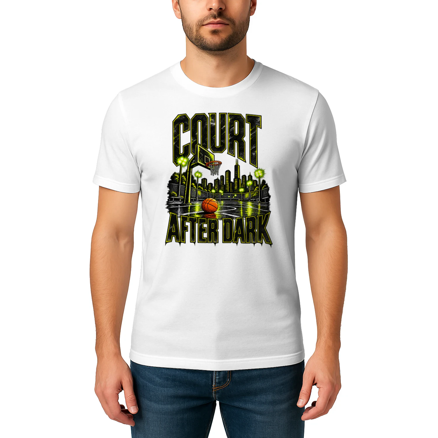 Court After Dark Basketball Graphic T-Shirt | Urban Streetwear Tee