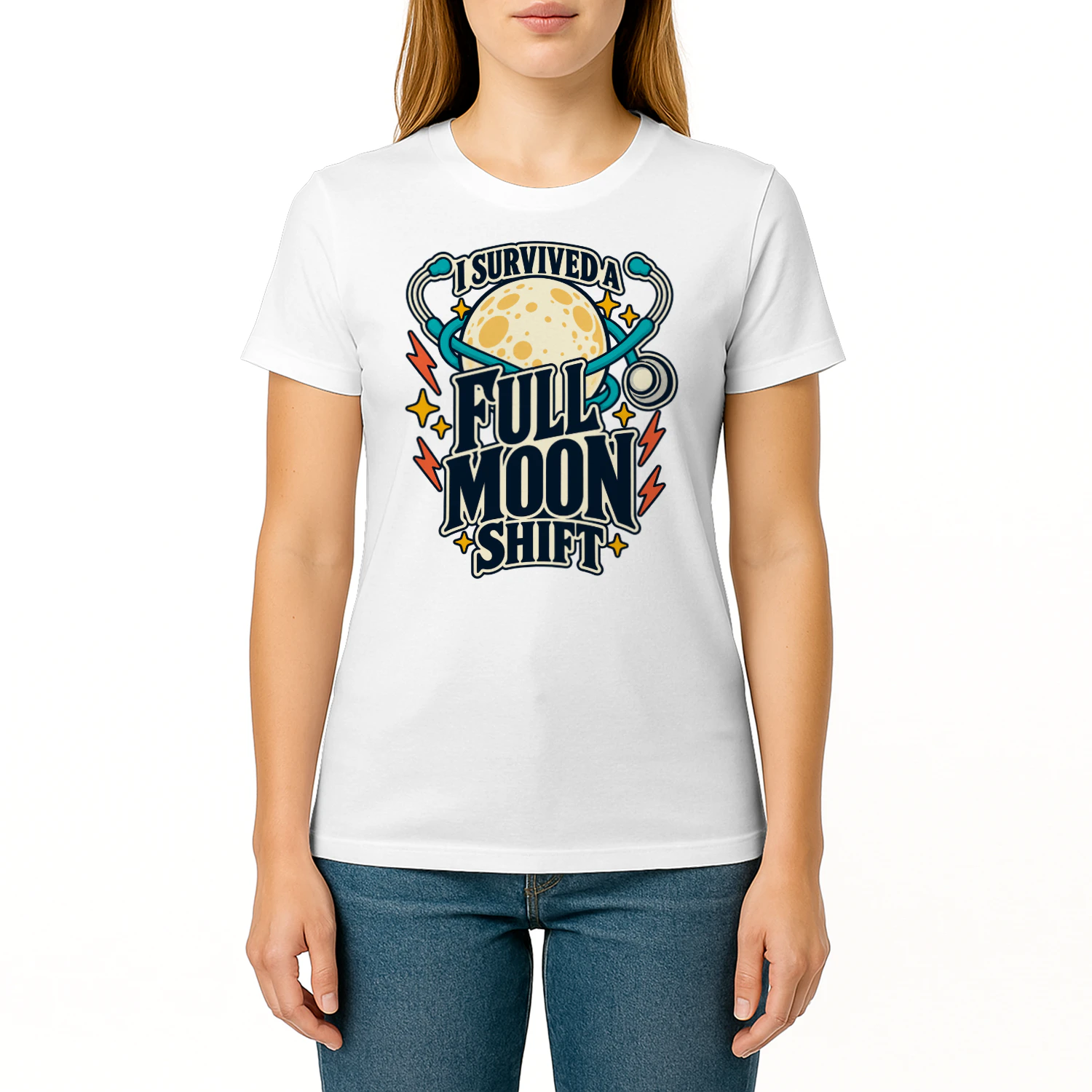 I Survived a Full Moon Shift – Funny Night Shift Nurse Graphic