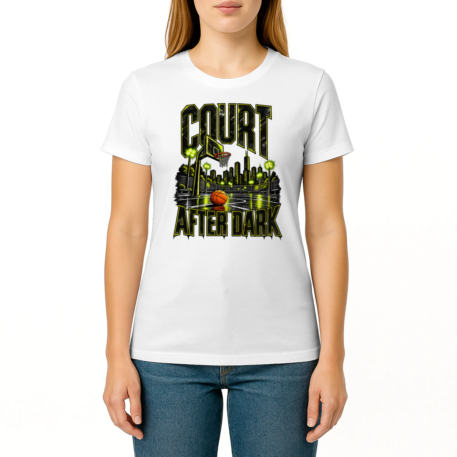 Court After Dark Basketball Graphic T-Shirt | Urban Streetwear Tee